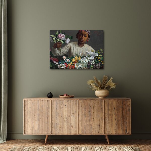 Obraz - Frédéric Bazille, Young Woman with Peonies, reprodukcje (70x50 cm)