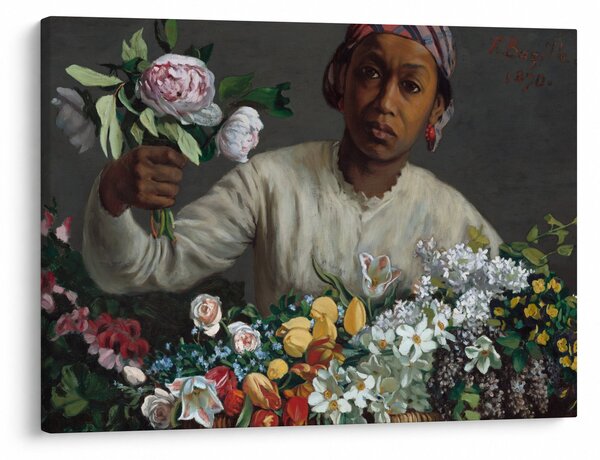 Obraz - Frédéric Bazille, Young Woman with Peonies, reprodukcje (70x50 cm)