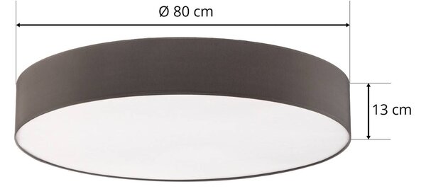 Lampa sufitowa Rondo TK Lighting, możliwość ściemniania, aluminiowy / szary / cynkowy, sypialnia, tkanina / materiał / jedwab, nowoczesny
