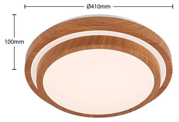 Lampa sufitowa LED Vaako Lindby, jasne drewno, biuro, tworzywo sztuczne, nowoczesny