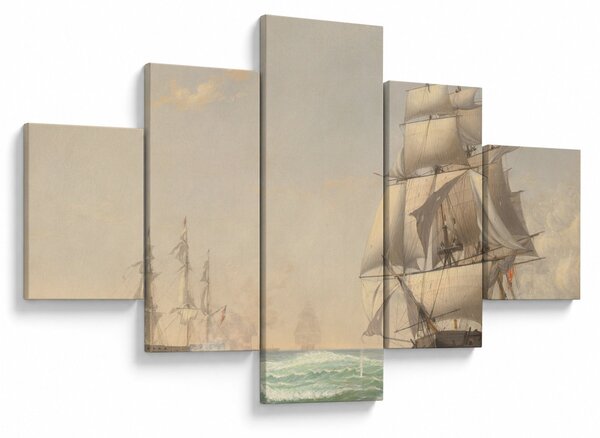 Obraz - Fitz Henry Lane, The United States Frigate President Engaging the British Squadron, reprodukcje (125x70 cm)
