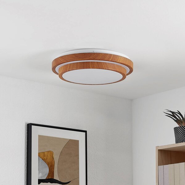 Lampa sufitowa LED Vaako Lindby, jasne drewno, biuro, tworzywo sztuczne, nowoczesny