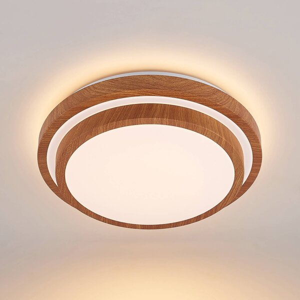 Lampa sufitowa LED Vaako Lindby, jasne drewno, biuro, tworzywo sztuczne, nowoczesny