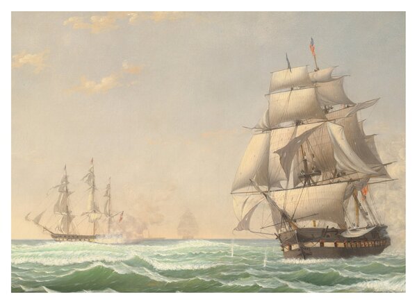 Obraz - Fitz Henry Lane, The United States Frigate President Engaging the British Squadron, reprodukcje (70x50 cm)