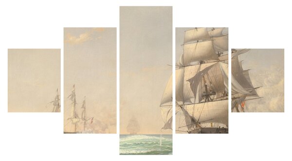 Obraz - Fitz Henry Lane, The United States Frigate President Engaging the British Squadron, reprodukcje (125x70 cm)
