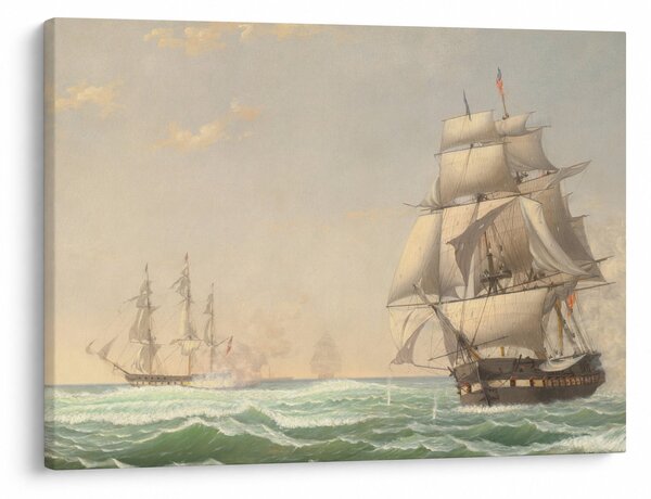 Obraz - Fitz Henry Lane, The United States Frigate President Engaging the British Squadron, reprodukcje (70x50 cm)