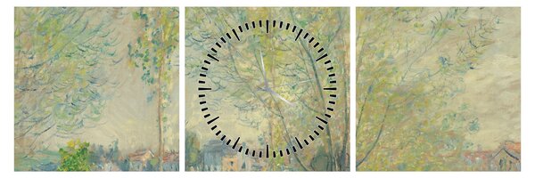 Obraz - Claude Monet, The Willows, reprodukcje (z zegarem) (90x30 cm)