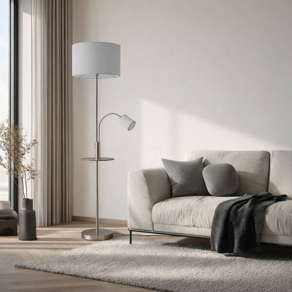 Lampa stojąca Aovan Lindby, aluminiowy / szary / cynkowy, salon / jadalnia, metal, nowoczesny
