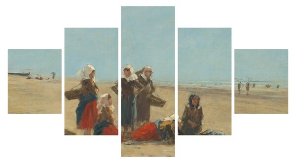 Obraz - Eugène Boudin, Women on the Beach at Berck, reprodukcje (125x70 cm)