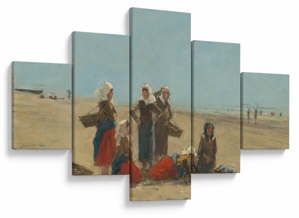 Obraz - Eugène Boudin, Women on the Beach at Berck, reprodukcje (125x70 cm)