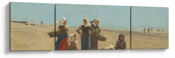 Obraz - Eugène Boudin, Women on the Beach at Berck, reprodukcje (170x50 cm)