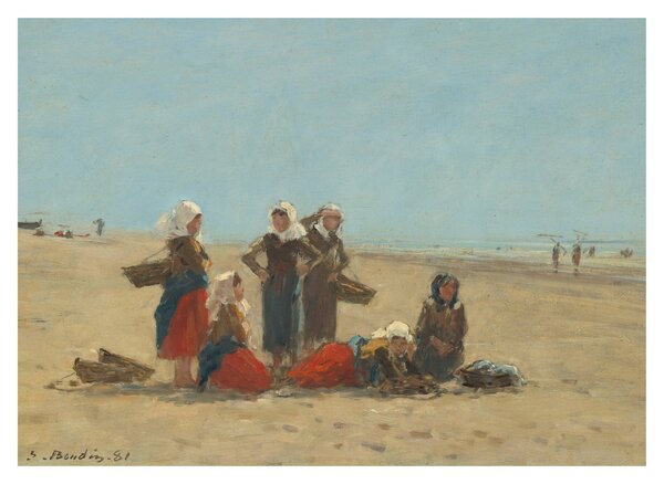 Obraz - Eugène Boudin, Women on the Beach at Berck, reprodukcje (70x50 cm)