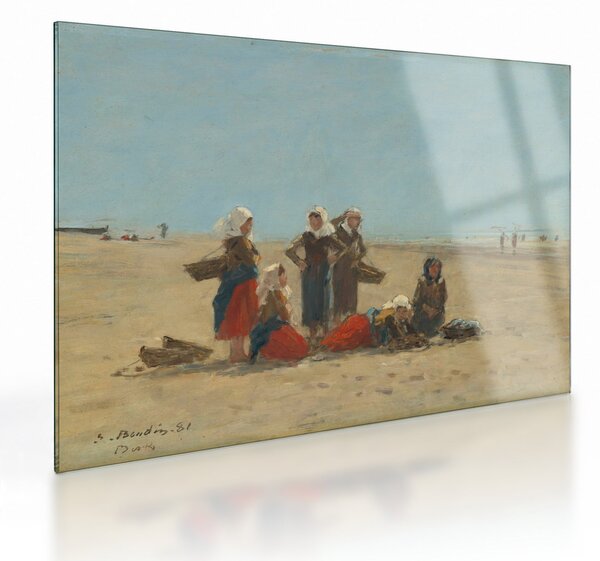 Obraz na szkle - Eugène Boudin, Women on the Beach at Berck, reprodukcje (70x50 cm)