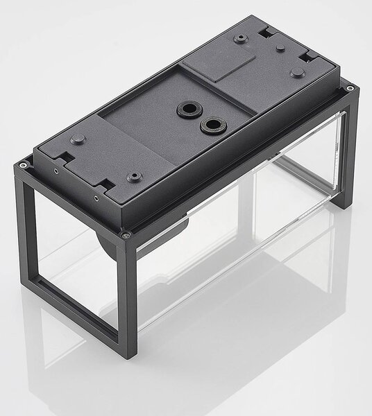 Lampa zewnętrzna z czujnikiem ruchu Elwin Lucande, możliwość ściemniania, czarny, aluminium, nowoczesny