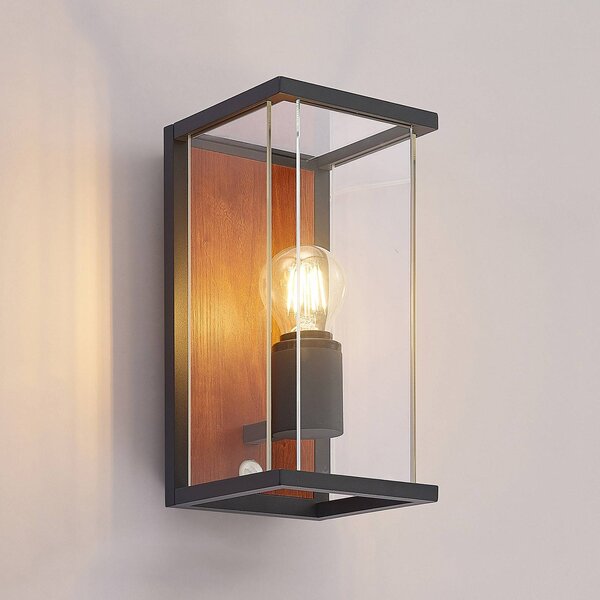 Lampa zewnętrzna z czujnikiem ruchu Elwin Lucande, możliwość ściemniania, czarny, aluminium, nowoczesny