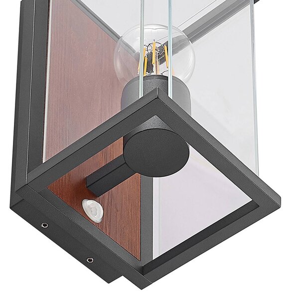 Lampa zewnętrzna z czujnikiem ruchu Elwin Lucande, możliwość ściemniania, czarny, aluminium, nowoczesny
