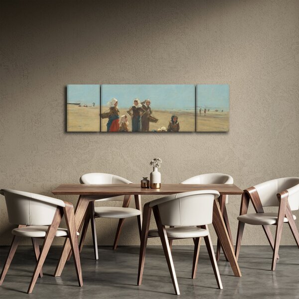 Obraz - Eugène Boudin, Women on the Beach at Berck, reprodukcje (170x50 cm)