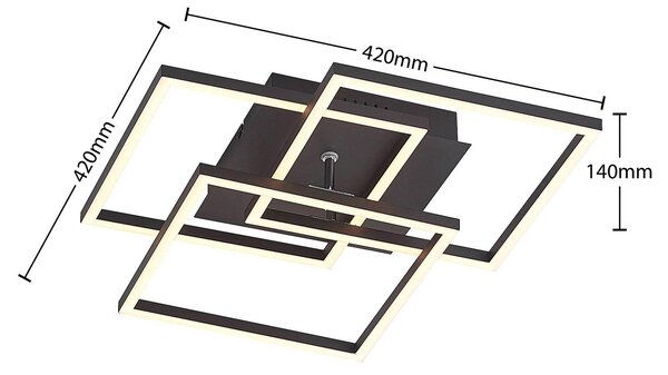 Lampa sufitowa LED Qiana Lindby, możliwość ściemniania, czarny, salon / jadalnia, aluminium, nowoczesny