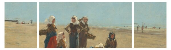 Obraz - Eugène Boudin, Women on the Beach at Berck, reprodukcje (170x50 cm)