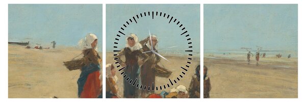 Obraz - Eugène Boudin, Women on the Beach at Berck, reprodukcje (z zegarem) (90x30 cm)