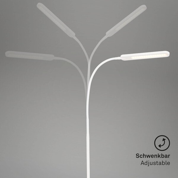 Briloner Lampa stojąca LED Servo, możliwość ściemniania, biały / opal, biuro, metal, nowoczesny
