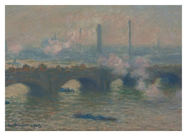 Obraz na szkle - Claude Monet, Waterloo Bridge, Gray Day, reprodukcje (70x50 cm)