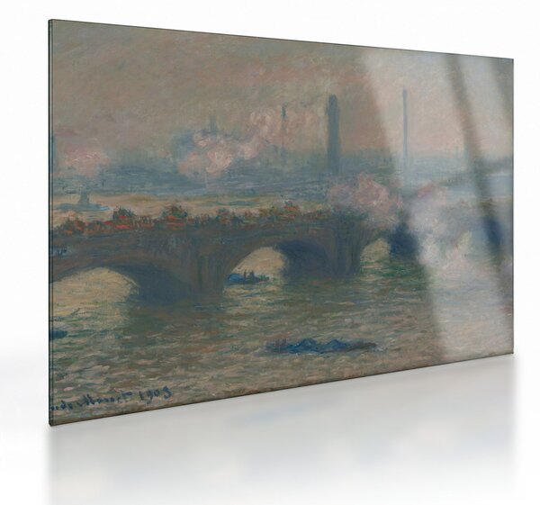 Obraz na szkle - Claude Monet, Waterloo Bridge, Gray Day, reprodukcje (70x50 cm)
