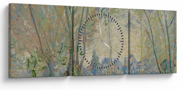 Obraz - Claude Monet, Woman Seated under the Willows, reprodukcje (z zegarem) (90x30 cm)