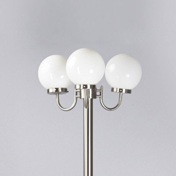 Lampa zewnętrzna Lindby Samuel, 218 cm, 3-punktowa, kula, E27, IP44 Samuel Lindby, możliwość ściemniania, aluminiowy / szary / cynkowy, stal szlachetna, nowoczesny