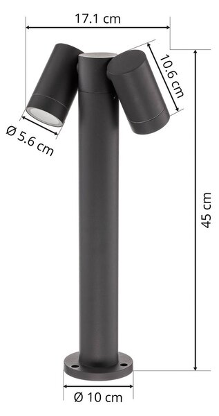 Lampa ogrodowa stojąca Tulimar PRIOS, możliwość ściemniania, czarny, aluminium, nowoczesny