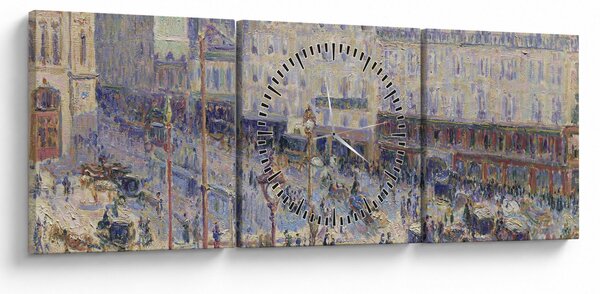 Obraz - Camille Pissarro, The Place du Havre, reprodukcje (z zegarem) (90x30 cm)