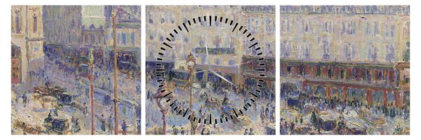 Obraz - Camille Pissarro, The Place du Havre, reprodukcje (z zegarem) (90x30 cm)