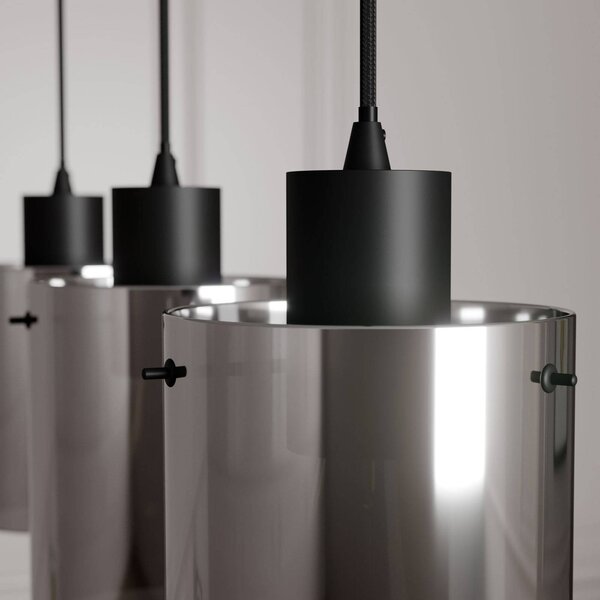 Lampa wisząca szklana Kourtney Lindby, możliwość ściemniania, czarny, salon / jadalnia, nowoczesny