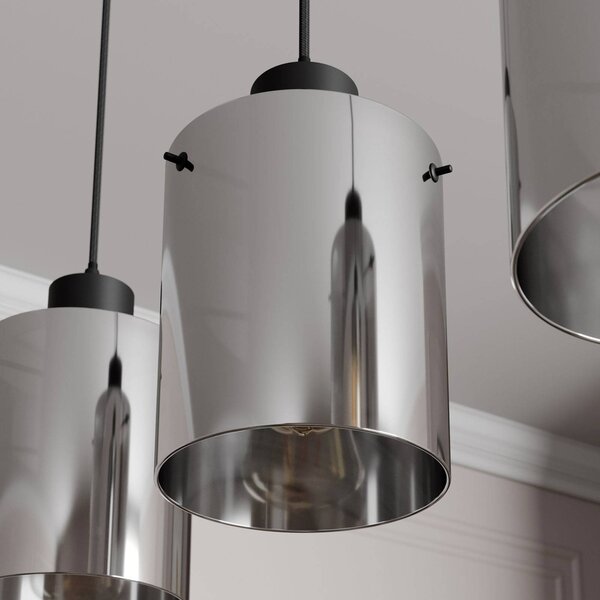 Lampa wisząca szklana Kourtney Lindby, możliwość ściemniania, czarny, salon / jadalnia, nowoczesny