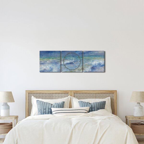 Obraz - Pierre-Auguste Renoir, Seascape, reprodukcje (z zegarem) (90x30 cm)