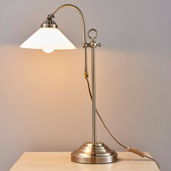 Lampa stołowa Lindby Otis, antyczny mosiądz, szkło, 60 cm, E14 Otis, przedpokój, metal, antyczny