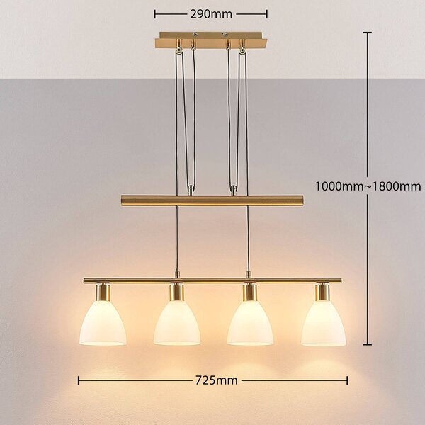 Lampa wisząca Simeon Lindby, możliwość ściemniania, mosiężny / złoty, salon / jadalnia, szkło, nowoczesny
