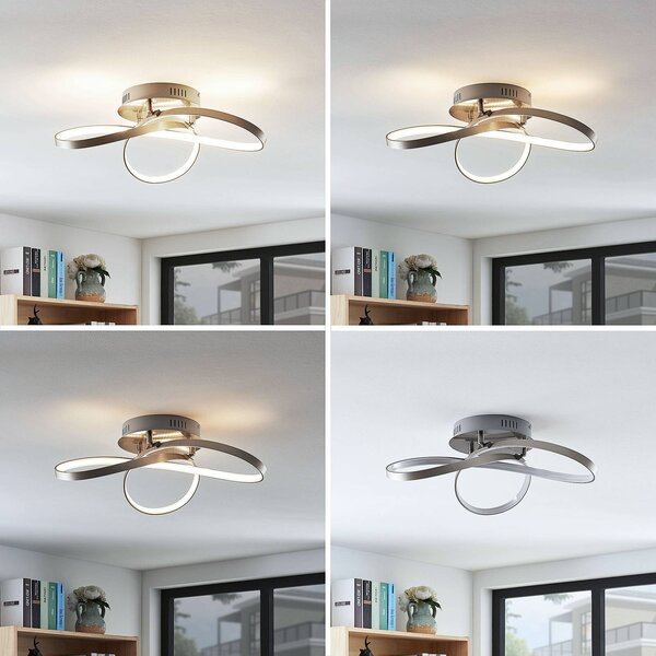 Lampa sufitowa LED Saliha Lindby, możliwość ściemniania, aluminiowy / szary / cynkowy, salon / jadalnia, aluminium, nowoczesny