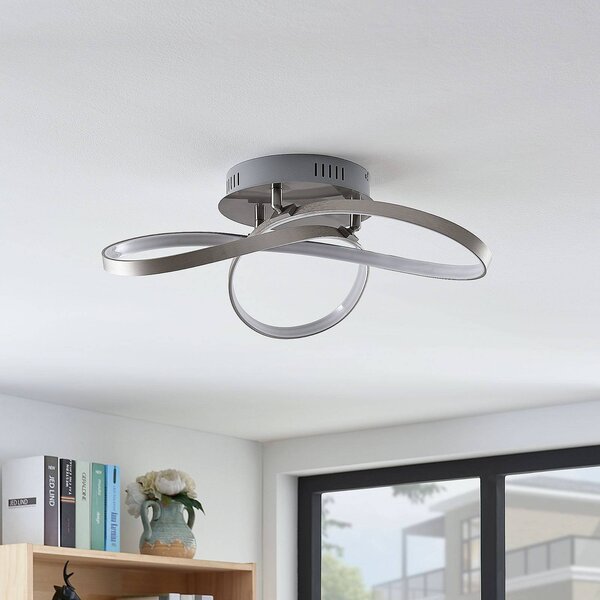 Lampa sufitowa LED Saliha Lindby, możliwość ściemniania, aluminiowy / szary / cynkowy, salon / jadalnia, aluminium, nowoczesny