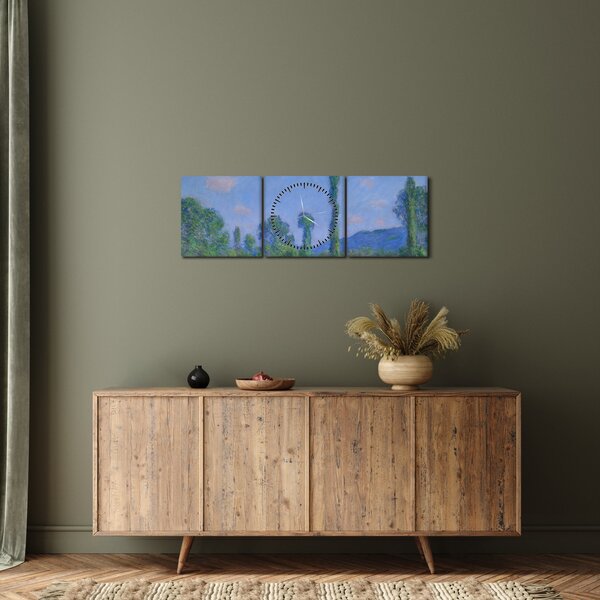 Obraz - Claude Monet, Poppy Field (Giverny), reprodukcje (z zegarem) (90x30 cm)