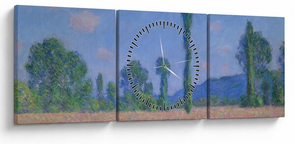 Obraz - Claude Monet, Poppy Field (Giverny), reprodukcje (z zegarem) (90x30 cm)