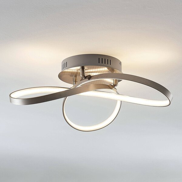 Lampa sufitowa LED Saliha Lindby, możliwość ściemniania, aluminiowy / szary / cynkowy, salon / jadalnia, aluminium, nowoczesny