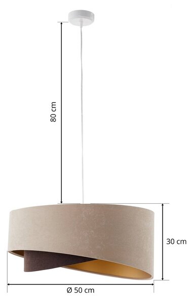 Lampa wisząca Arianna Maco Design, możliwość ściemniania, kremowy / amber, salon / jadalnia, tkanina / materiał / jedwab, młodzieżowy