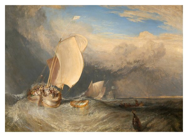 Obraz na szkle - William Turner, Fishing Boats with Hucksters Bargaining for Fish, reprodukcje (70x50 cm)