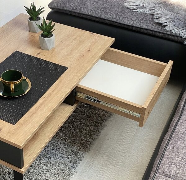 STOLIK KAWOWY RUMBA III Z SZUFLADĄ DĄB ARTISAN