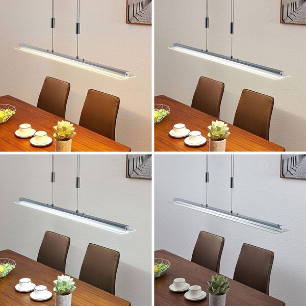 Lampa wisząca Sladja Lindby, możliwość ściemniania, chromowy / srebrny, salon / jadalnia, szkło, nowoczesny