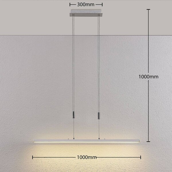 Lampa wisząca Sladja Lindby, możliwość ściemniania, chromowy / srebrny, salon / jadalnia, szkło, nowoczesny