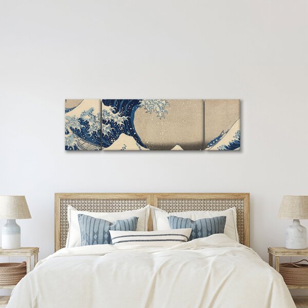 Obraz - Katsushika Hokusai, Under the Wave off Kanagawa, reprodukcje (170x50 cm)
