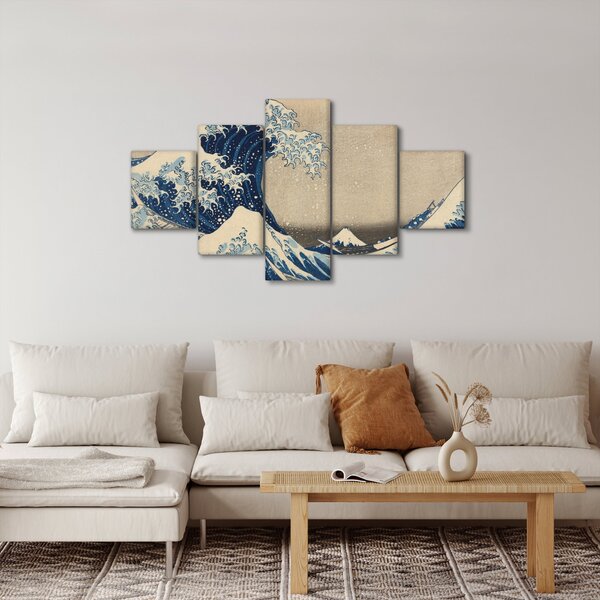 Obraz - Katsushika Hokusai, Under the Wave off Kanagawa, reprodukcje (125x70 cm)