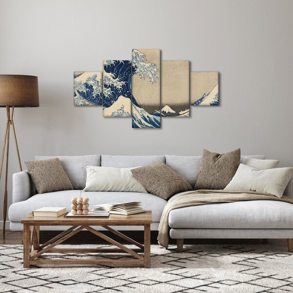 Obraz - Katsushika Hokusai, Under the Wave off Kanagawa, reprodukcje (125x70 cm)